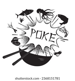 Poke is one of the main dishes of Hawaiian cuisine with raw fish, octopus and various vegetables.
