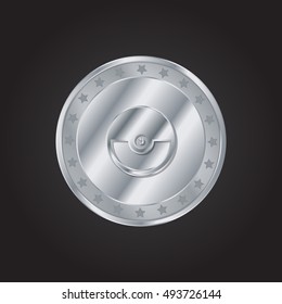 Pokeball embossed realistic silver / platinum coin precious Icon / Logo Design