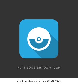 Pokeball Flat blue long shadow Icon / Logo Design