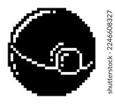 Pokeball icon black-white vector pixel art icon