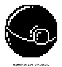 Pokeball icon black-white vector pixel art icon