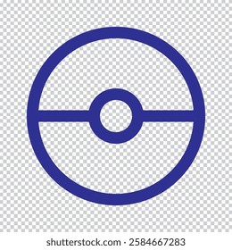 Pokeball icon. Transparent isolated vector illustration on white background. Pokeball vector illustration in flat art, low polygon and vector art style.Pokeball icon. Isolated and transparent vector 