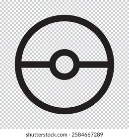 Pokeball icon. Transparent isolated vector illustration on white background. Pokeball vector illustration in flat art, low polygon and vector art style.Pokeball icon. Isolated and transparent vector 