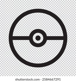 Pokeball icon. Transparent isolated vector illustration on white background. Pokeball vector illustration in flat art, low polygon and vector art style.Pokeball icon. Isolated and transparent vector 