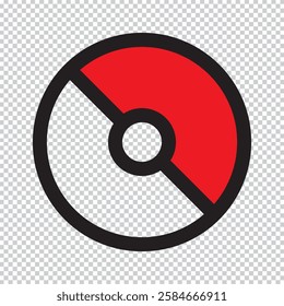 Pokeball icon Vector illustration. Pokeball icon Flat line symbol. Pokeball icon. Transparent isolated vector illustration on white background.