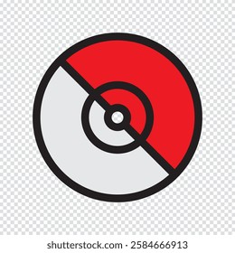 Pokeball icon Vector illustration. Pokeball icon Flat line symbol. Pokeball icon. Transparent isolated vector illustration on white background.