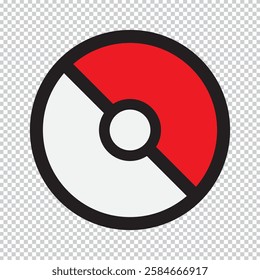 Pokeball icon Vector illustration. Pokeball icon Flat line symbol. Pokeball icon. Transparent isolated vector illustration on white background.