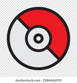 Pokeball icon Vector illustration. Pokeball icon Flat line symbol. Pokeball icon. Transparent isolated vector illustration on white background.