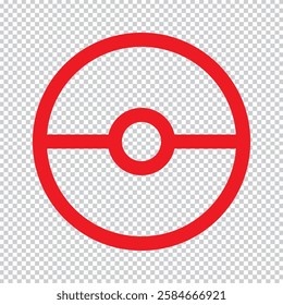 Pokeball icon Vector illustration. Pokeball icon Flat line symbol. Pokeball icon. Transparent isolated vector illustration on white background.