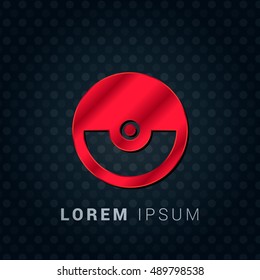 Pokeball Red chromium precious metallic 3D Icon / Logo Design