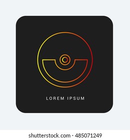 Pokeball Red & Orange gradient attractive line thin icon / logo design