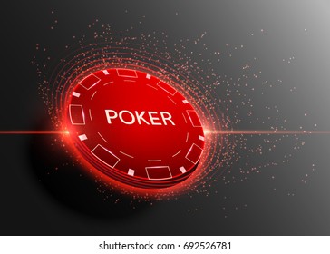 Poker 3D Chip, casino illustration. Vector graphic.