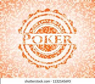 Poker abstract orange mosaic emblem