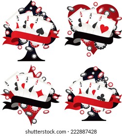 Poker Ace Banner Emblem Set Vector illustration.