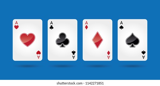 Poker aces, casino gambling cards