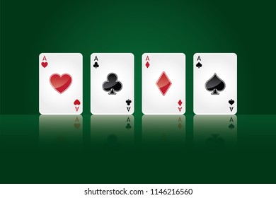 Poker aces, casino gambling cards