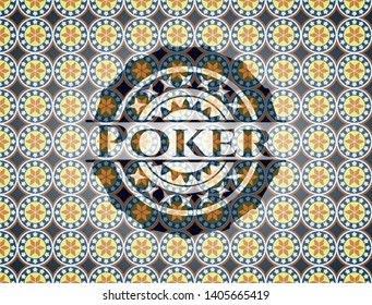 Poker arabesque badge. arabic decoration.
