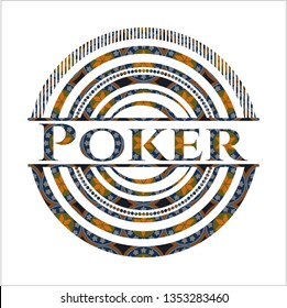 Poker arabesque emblem. arabic decoration.