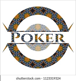 Poker arabesque style badge. arabic decoration.