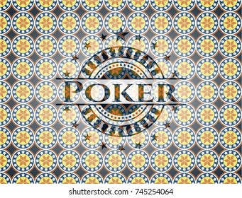 Poker arabesque style emblem. arabic decoration.