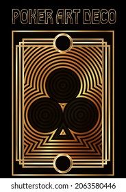 Poker art deco clubs card, vector illustration