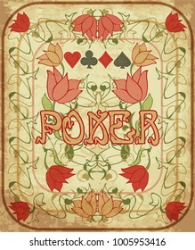 Poker background in art nouveau style, vector illustration