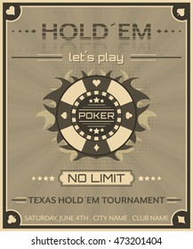 Poker background in retro style/poster for poker tournament/vector illustration.