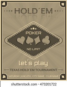 Poker background in retro style/poster for poker tournament/vector illustration.