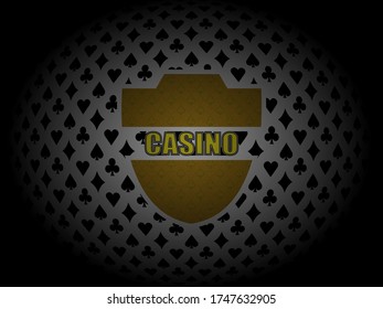 Poker background suits with casino badge vector black grey