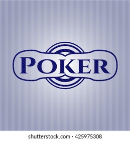 Poker badge with denim background