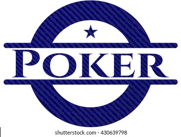 Poker badge with denim background