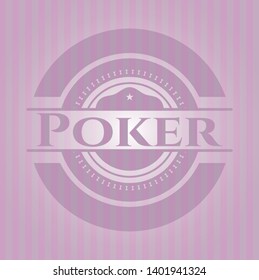 Poker badge with pink background. Vector Illustration. Detailed.