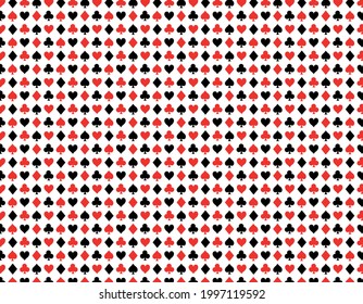 Poker and black jack black and red symbols pattern over a white background. gamble concept