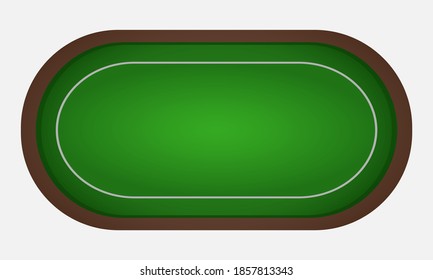 Poker or blackjack table made of green cloth. Vector illustration isolated on white background. 