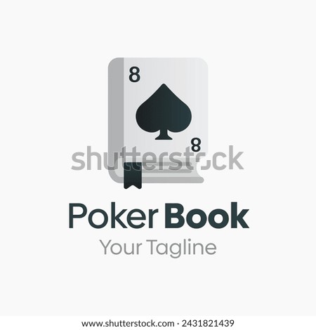 Poker Book Logo Vector Illustration. Template Design Idea Combining Poker Card and Book Shape