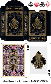 Poker box template with skull and ace of spades