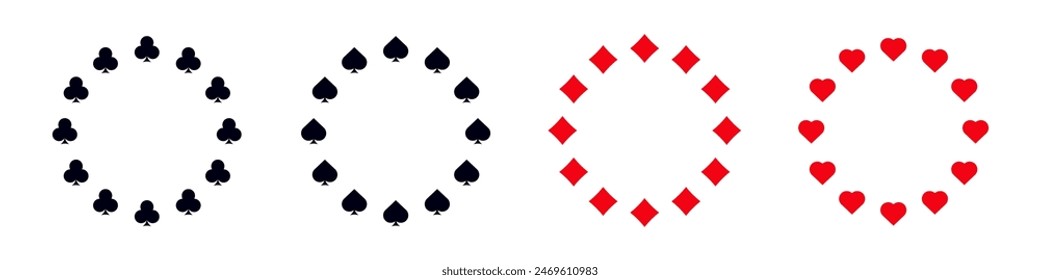 Poker card circle frame.Gambling round border design