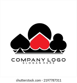 Poker card design logo vector with landscape concept.