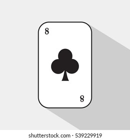 poker card. Eight clubs. white background to be easily separable. icon illustration image used for print, website, fabrics, decorating, design, etc.