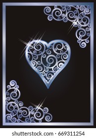 Poker card hearts, vector illustration