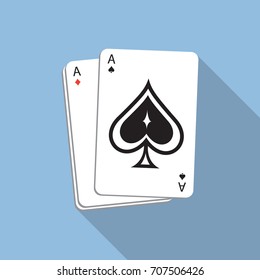 Poker Card Icon Flat Design Long Shadow