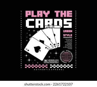 poker card illustration graphic vector in vintage style on black background, for streetwear and urban style t-shirts design, hoodies, etc.