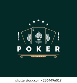 Poker Card Logo Classic Vector Gambling Game Design Simple Symbol Template