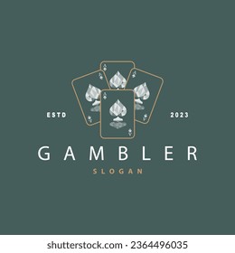 Poker Card Logo Classic Vector Gambling Game Design Simple Symbol Template