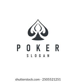 Poker Card Logo Classic Vector Gambling Game Design Simple Symbol Template