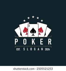 Poker Card Logo Classic Vector Gambling Game Design Simple Symbol Template