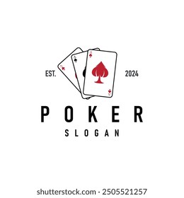 Poker Card Logo Classic Vector Gambling Game Design Simple Symbol Template