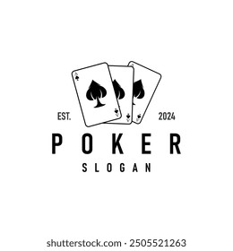 Poker Card Logo Classic Vector Gambling Game Design Simple Symbol Template