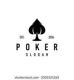 Poker Card Logo Classic Vector Gambling Game Design Simple Symbol Template