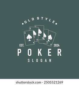 Poker Card Logo Classic Vector Gambling Game Design Simple Symbol Template